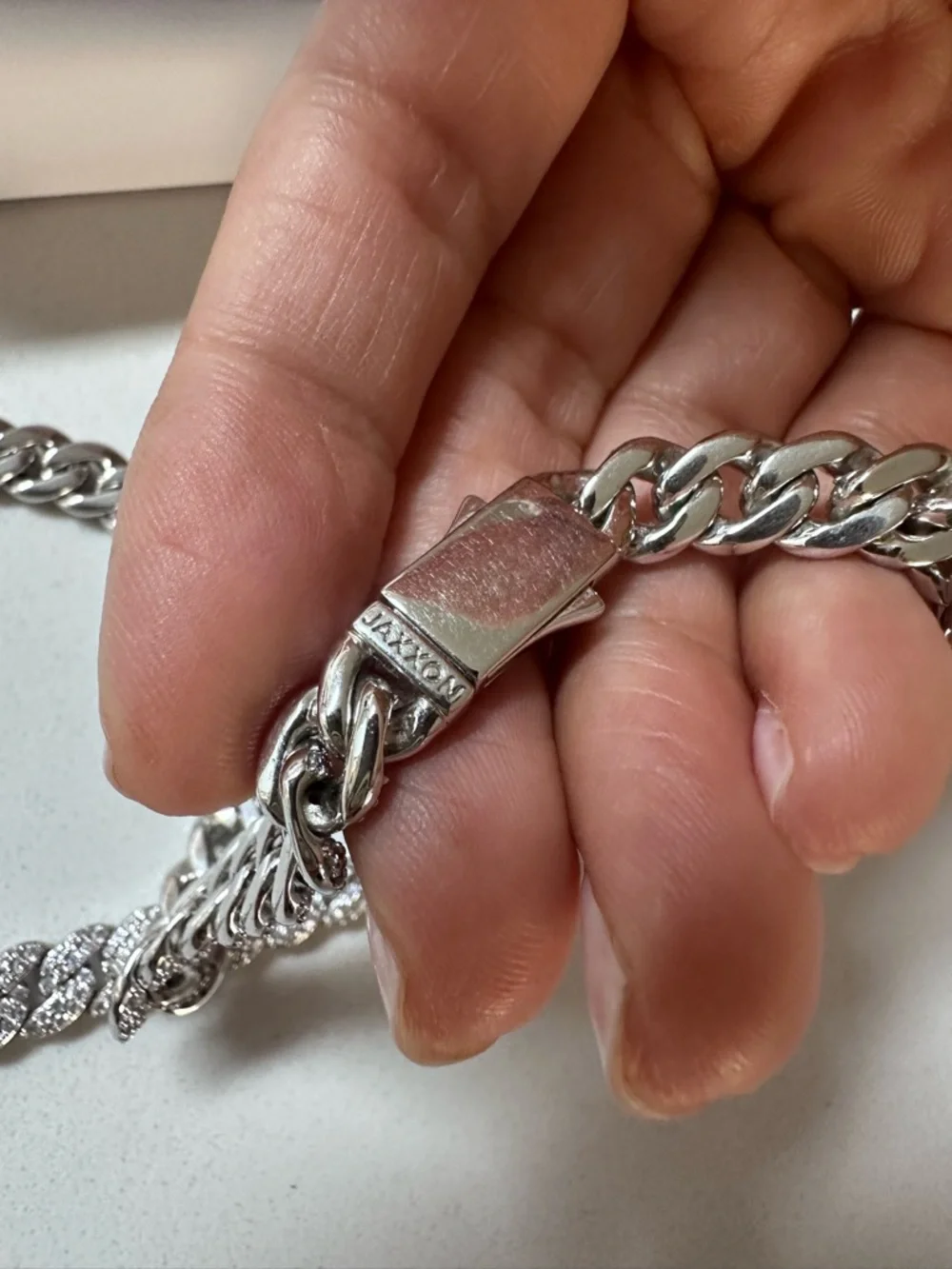 JAXXON Men’s Silver Cuban Link Chain Necklace